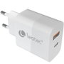 Leotec Cargador de Pared/Viaje USB-C PD + USB-A 30W Blanco Carga Rápida GAN